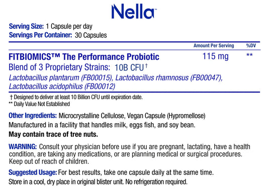FITBIOMICS Nella The Performance Probiotic – 30 Capsules | Next-Gen Gut & Holistic Health Support